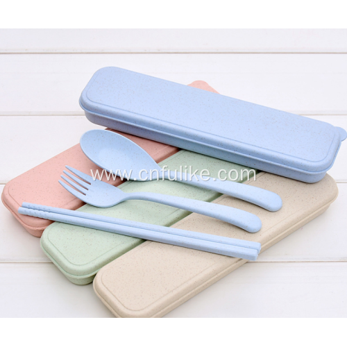 3pcs Portable Wheat Straw Plastic Cutlery